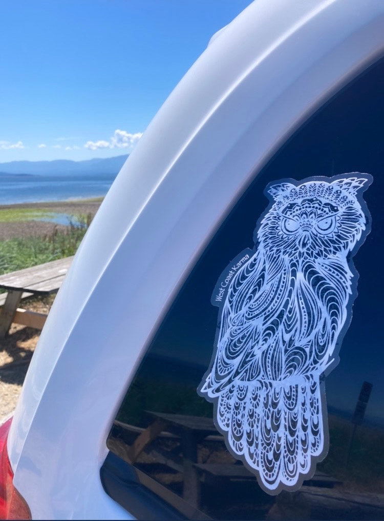 Owl White Car Decal