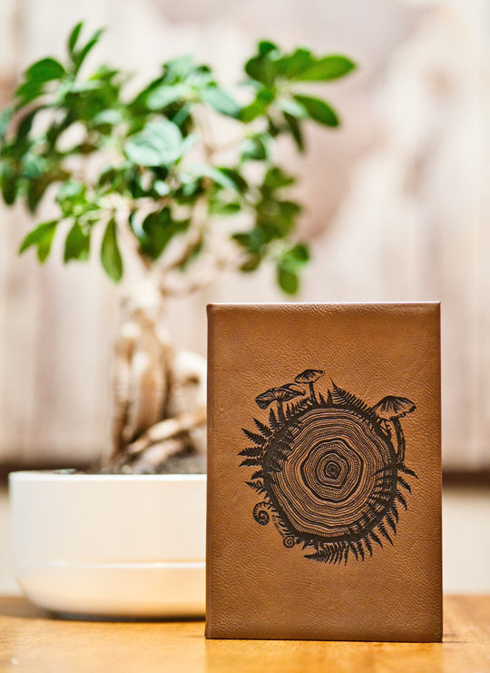 Engraved Mushroom Tree Ring Small Brown Journal