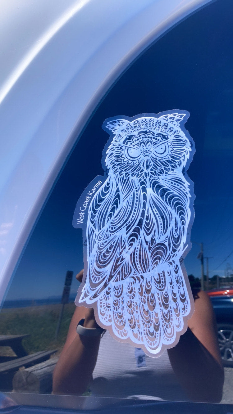 Owl White Car Decal