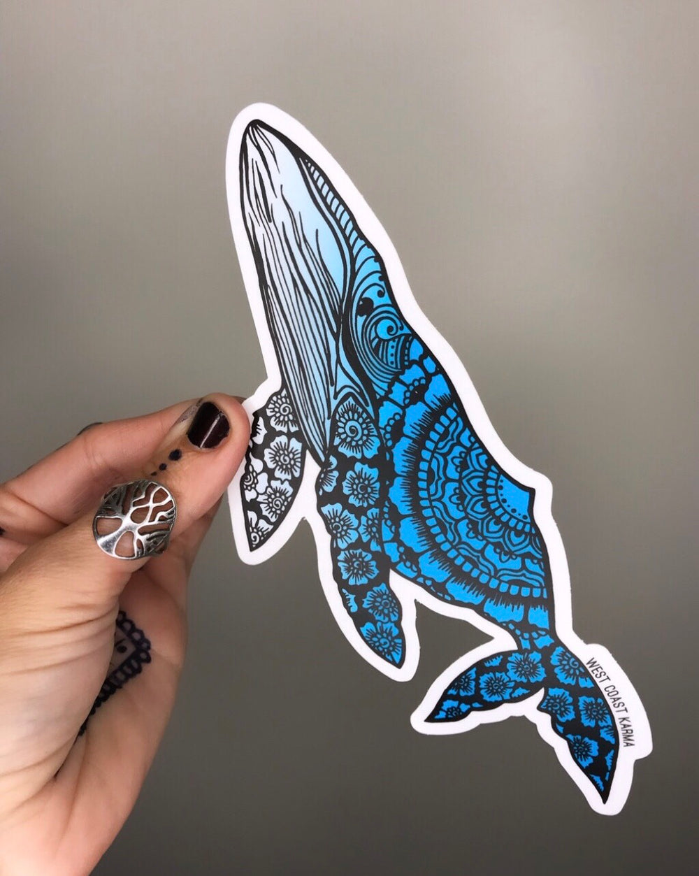 Ombre Blue Humpback Vinyl Sticker