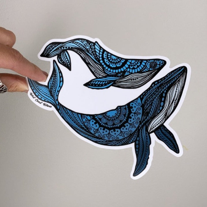 Mom and Baby Ombre Blue Whale Vinyl Sticker