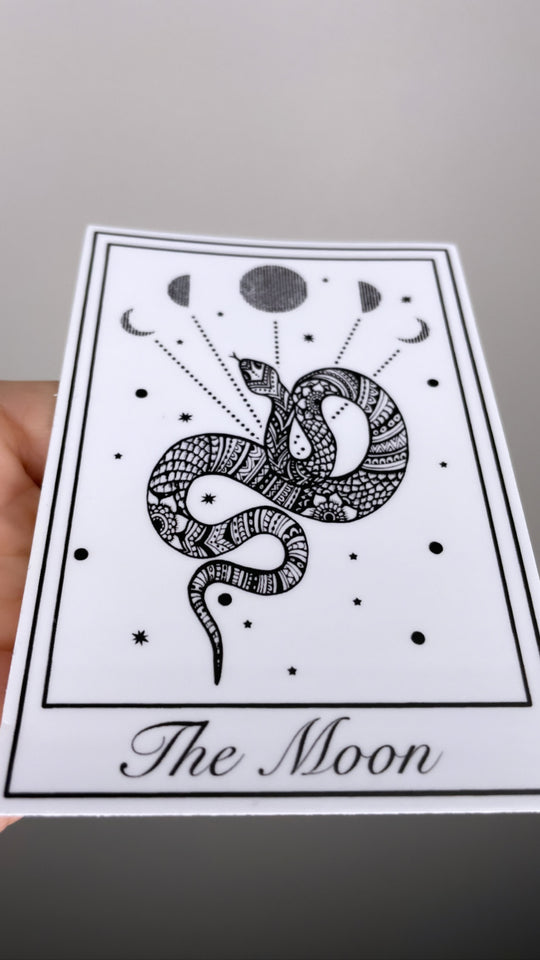 'The Moon' White Tarot Sticker