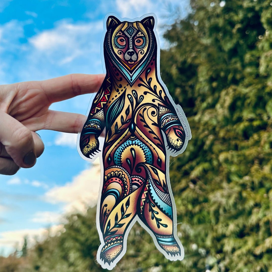 Colourful Standing Bear Car Decal