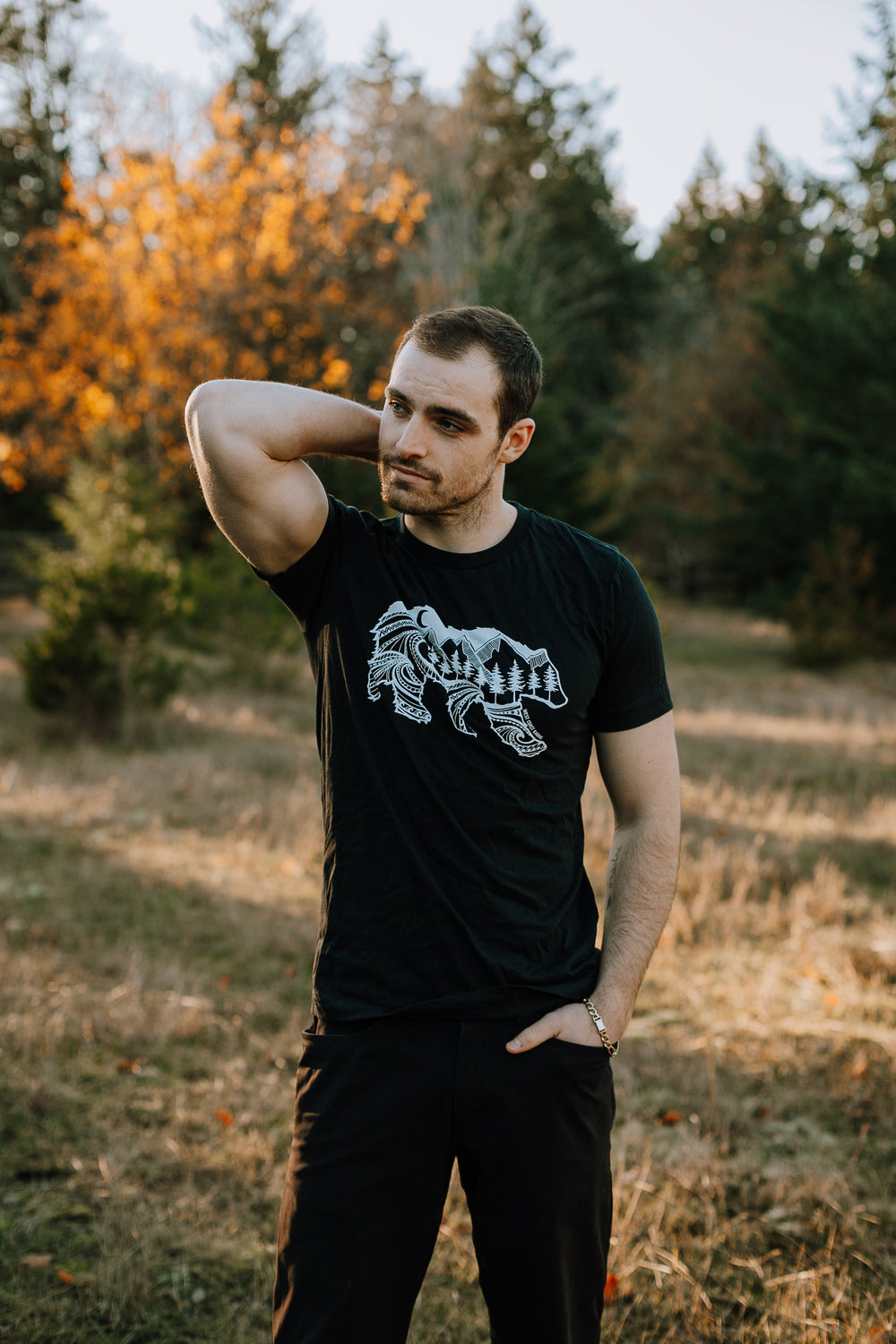 Spirit Bear Tee in Black 100% Cotton