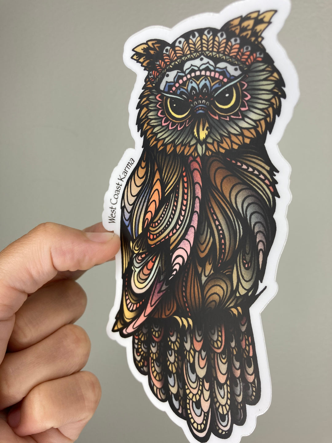 Owl Colourful Vinyl Sticker