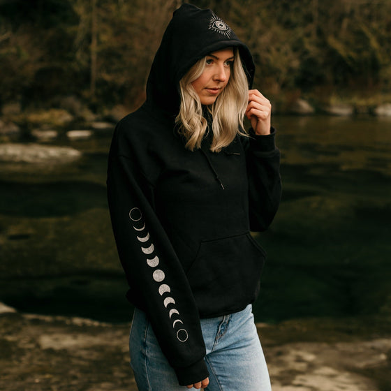 Moon Phase Third Eye Hoodie in Black