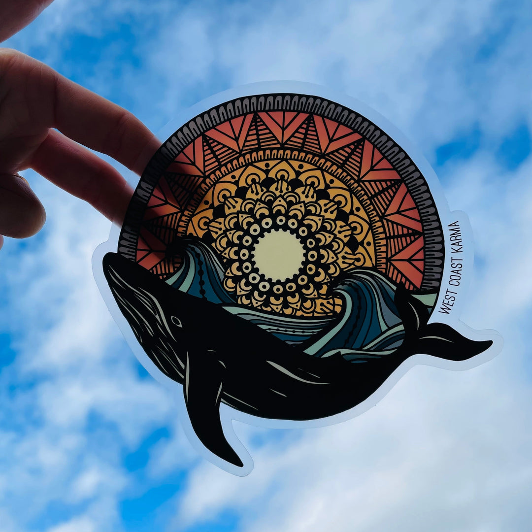 Colourful Whale Mandala Car Decal