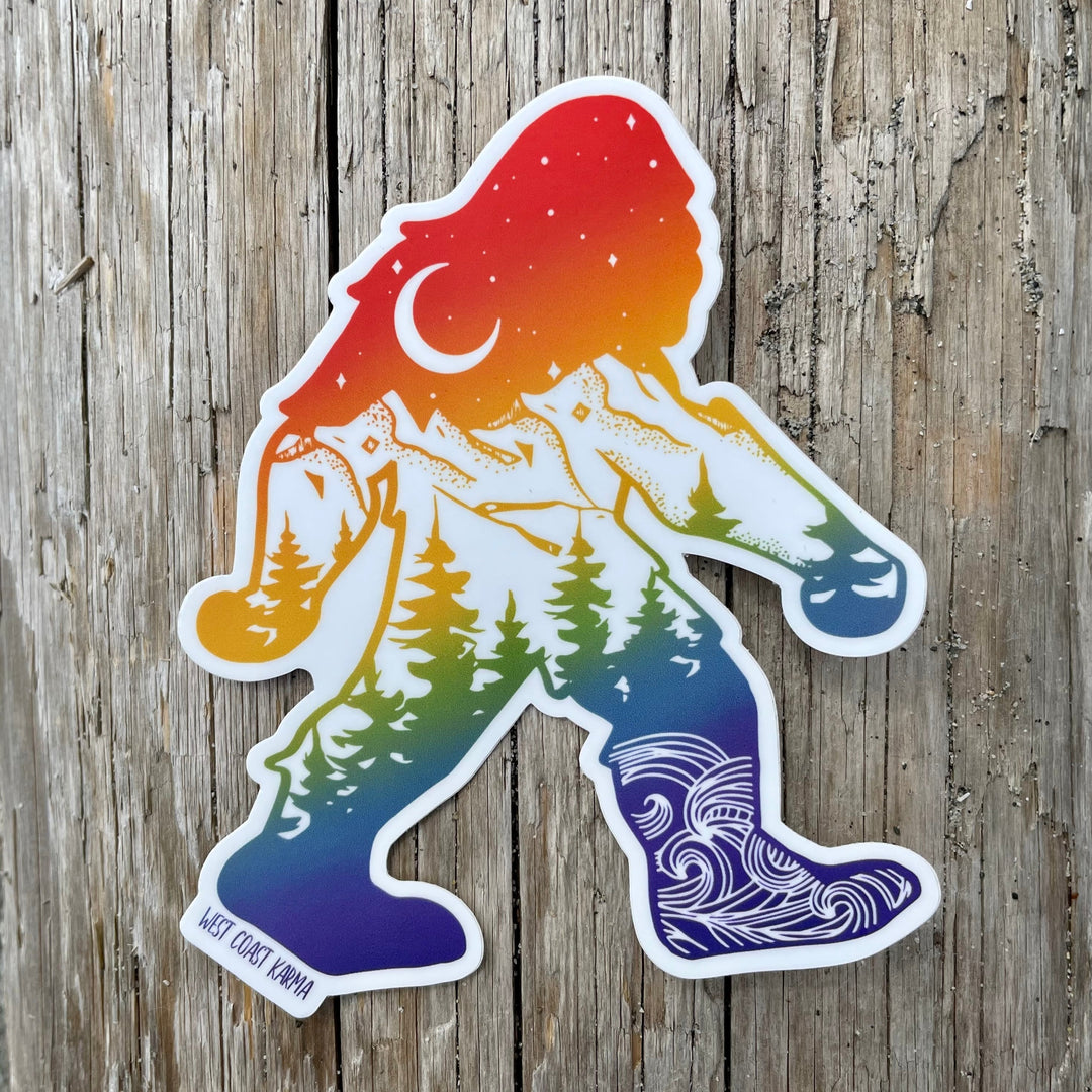 Sasquatch Rainbow Vinyl Sticker