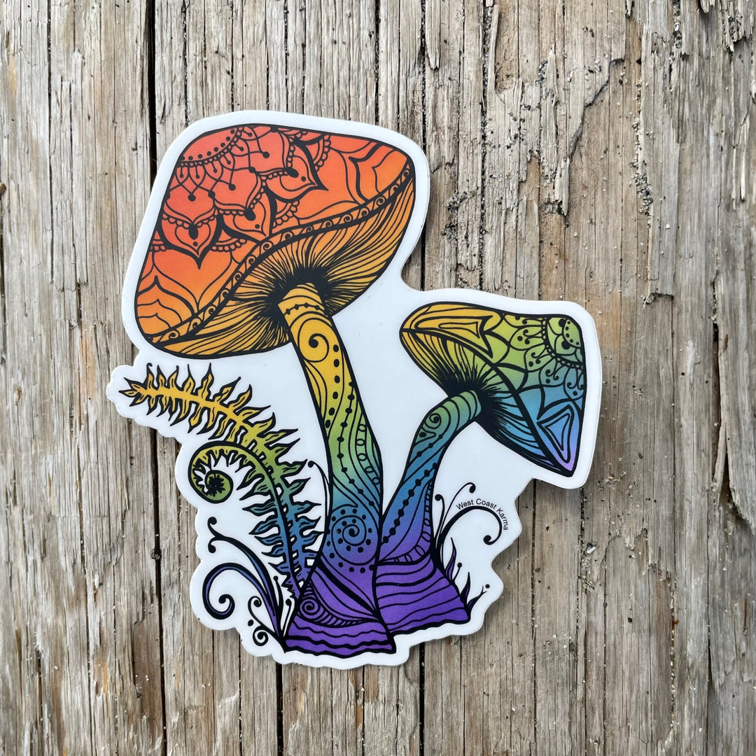 Rainbow Mushroom Vinyl Sticker