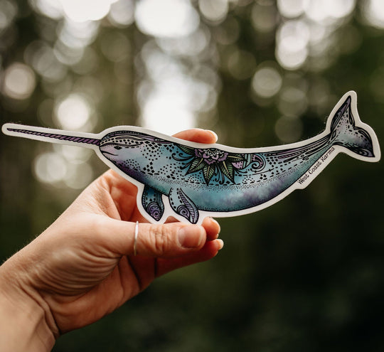 Colourful Narwhal Vinyl Sticker
