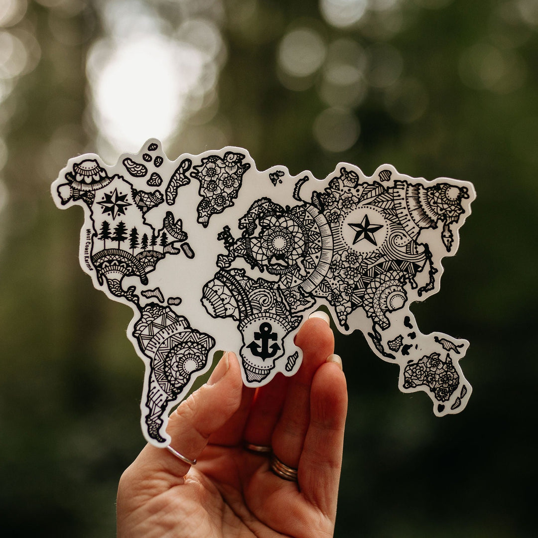 Mandala World Map Vinyl Sticker