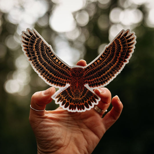 Bronze Owl Rising Vinyl Sticker