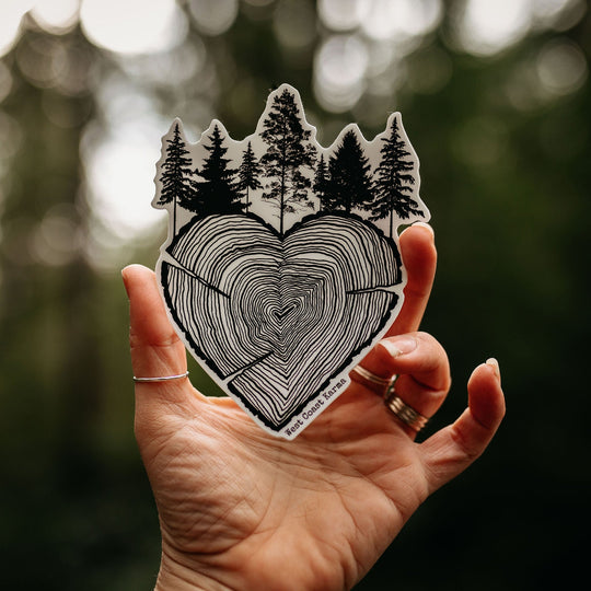 Tree Ring Heart Vinyl Sticker