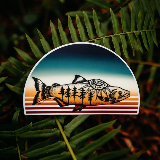 Retro Salmon Vinyl Sticker