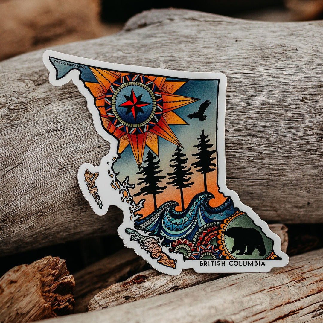 BC Map Colourful Sticker
