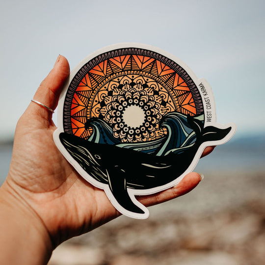Sunset Mandala Whale Vinyl Sticker