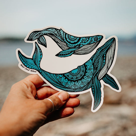 Mom and Baby Ombre Blue Whale Vinyl Sticker