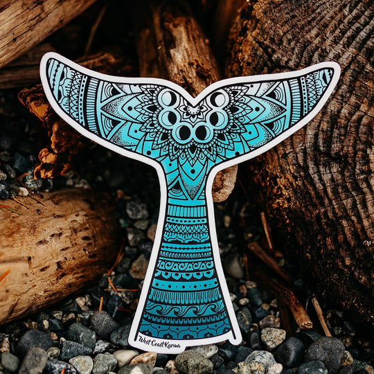 Ombre Blue Whale Tail Vinyl Sticker