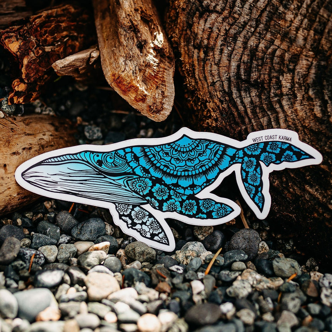 Ombre Blue Humpback Vinyl Sticker