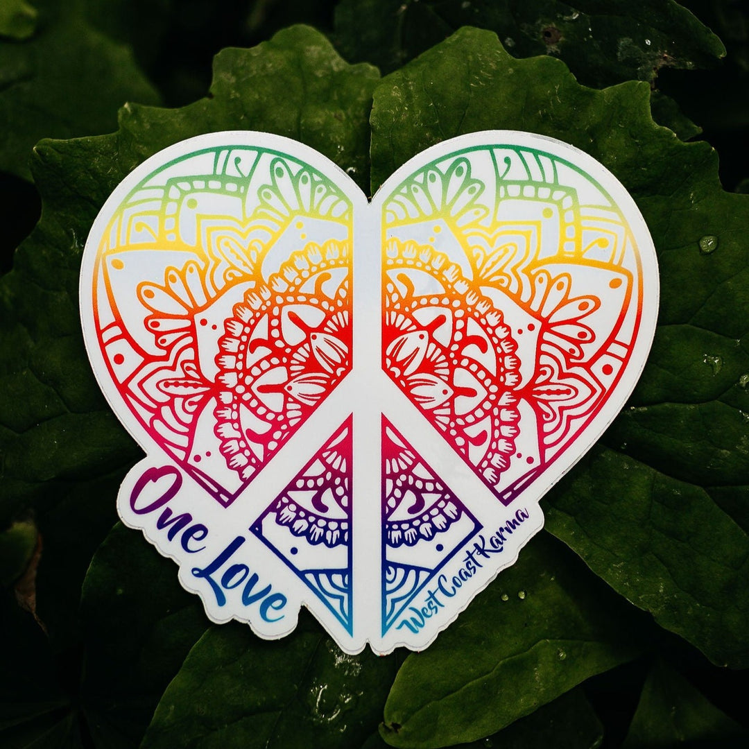 One Love Pride Heart Vinyl Sticker
