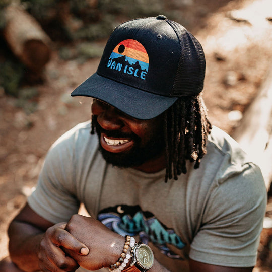 Van Isle Sunrise Trucker Hat - Black