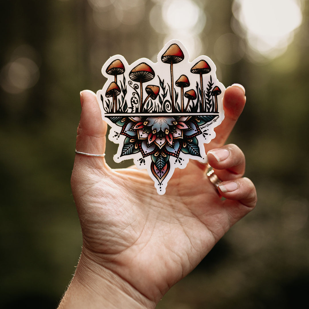 Colourful Mushroom Mandala Vinyl Sticker