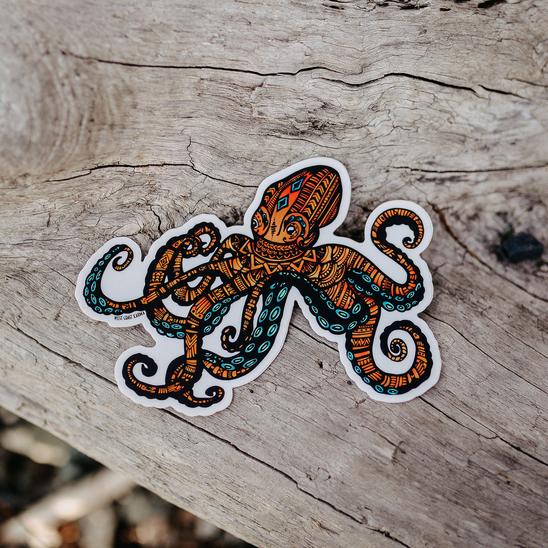 Colourful Geometric Octopus Vinyl Sticker
