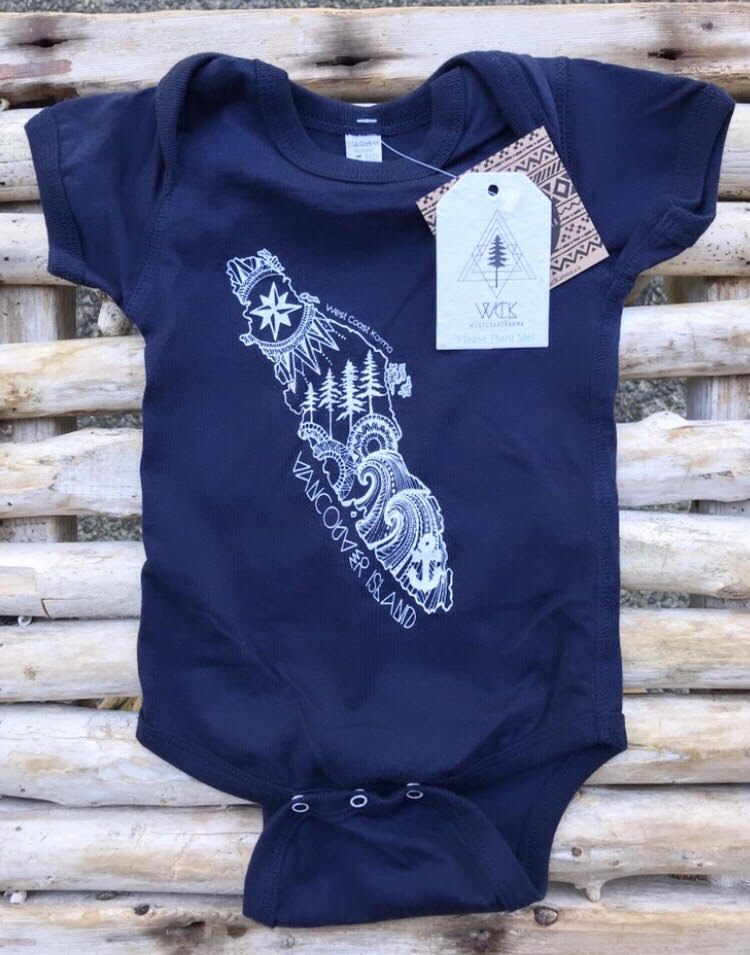 Vancouver Island Baby Onesie in Navy