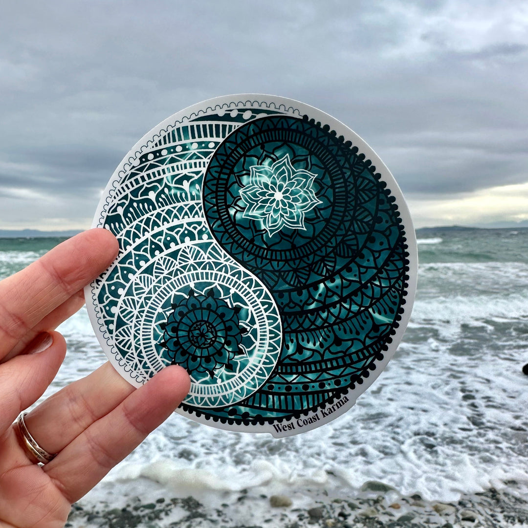 Ocean Yin Yang Mandala Vinyl Sticker