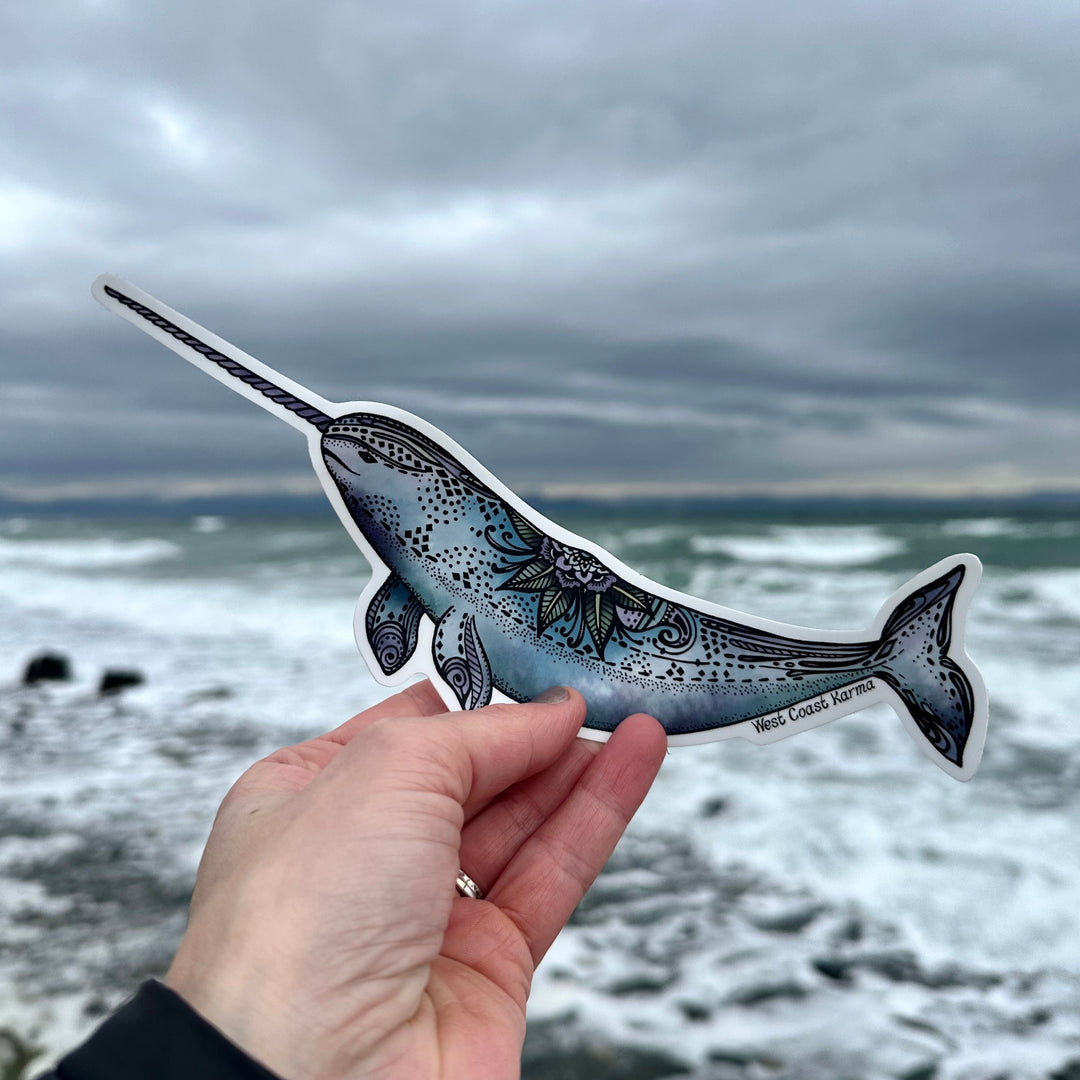 Colourful Narwhal Vinyl Sticker
