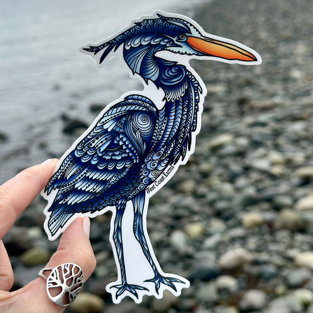 Blue Heron Colourful Sticker