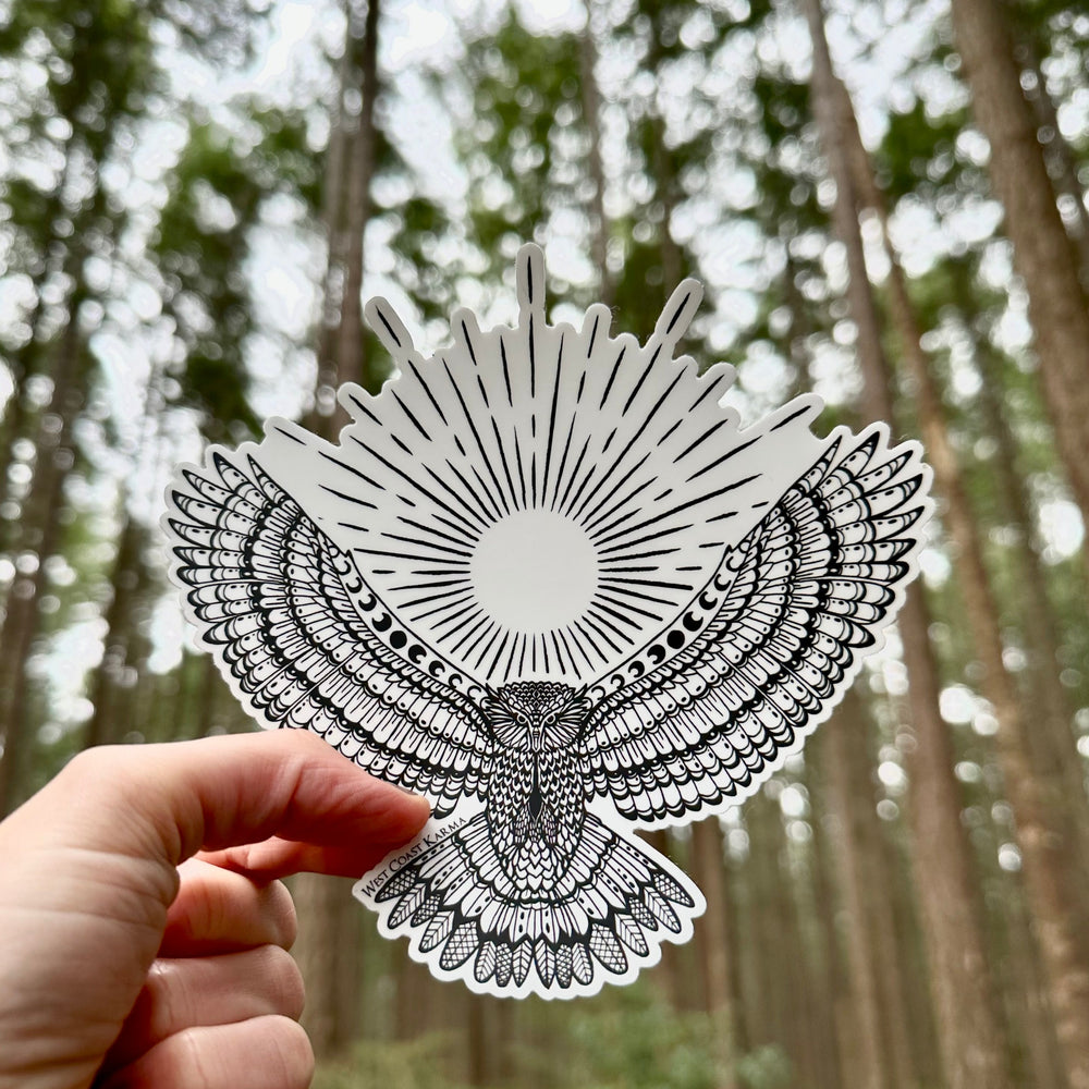 Owl Sun Beam Vinyl Sticker