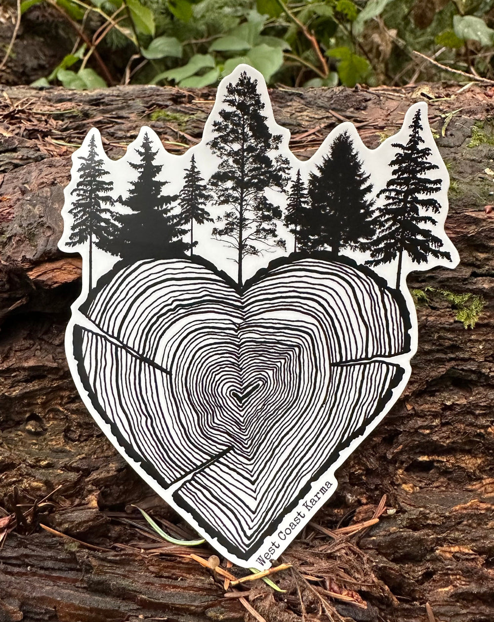 Tree Ring Heart Vinyl Sticker