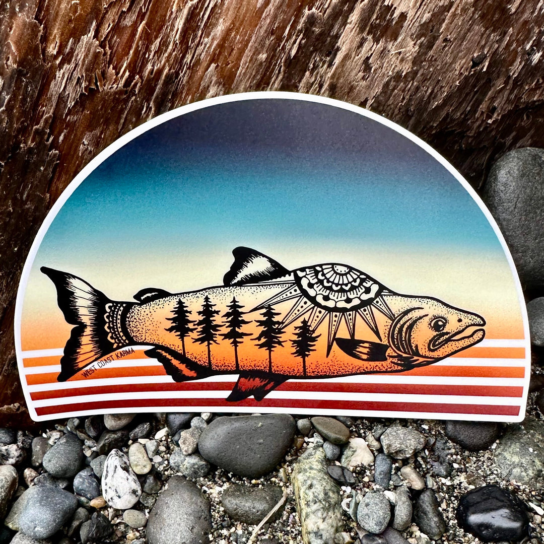 Retro Salmon Vinyl Sticker