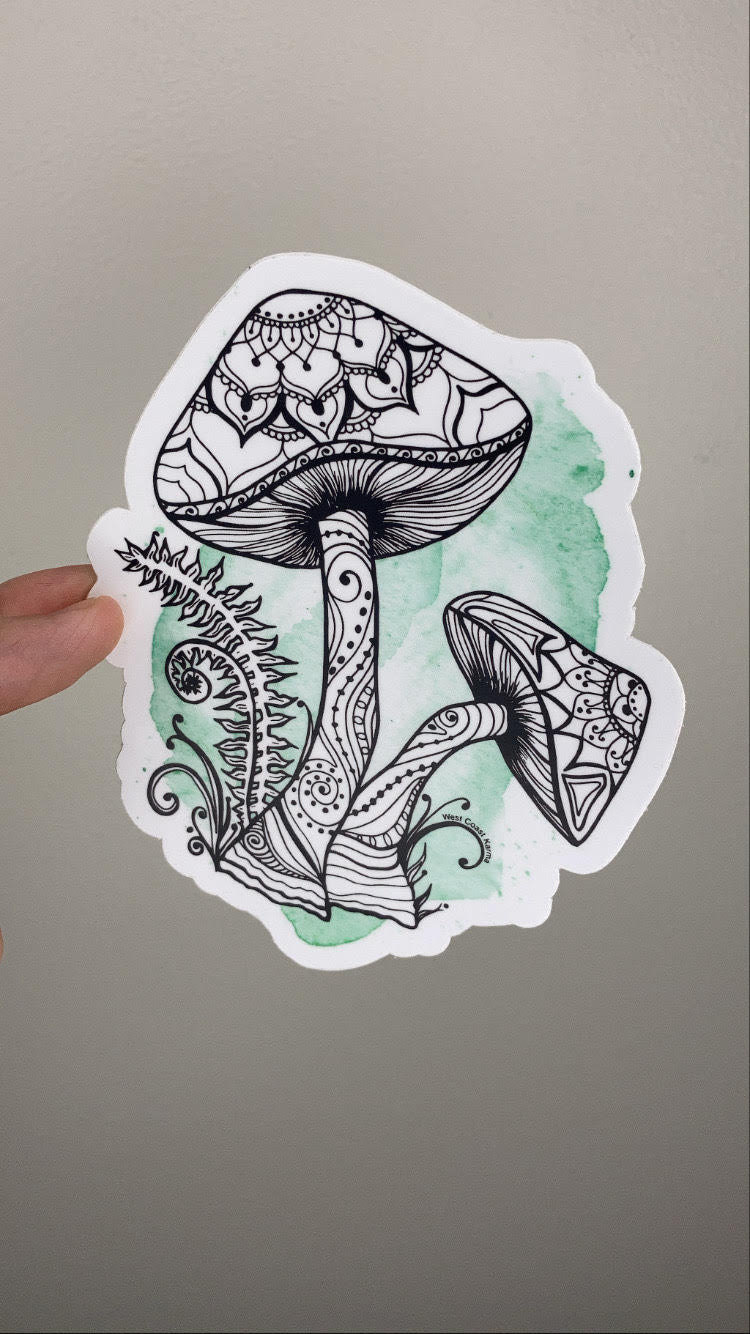 Watercolour Mushroom Vinyl Sticker